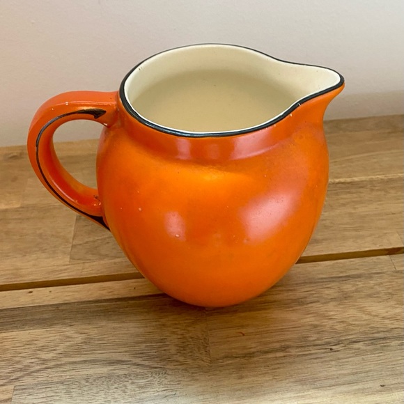 Vintage Other - 30s Vintage Czech Orange Creamer Pitcher